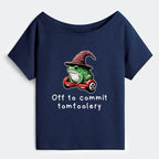 Japanese frog riding scooter t-shirt for women