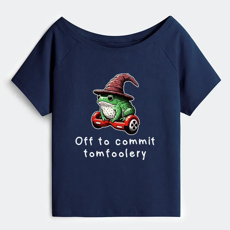 Japanese frog riding scooter t-shirt for women
