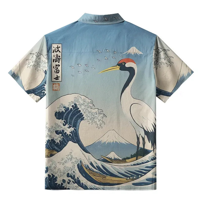 Japanese Woodblock Print Button-up Shirt