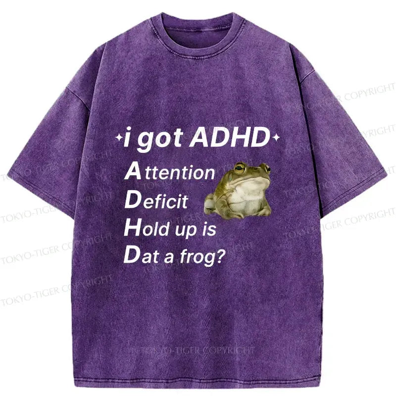 adhd frog washed t-shirt for daily wear