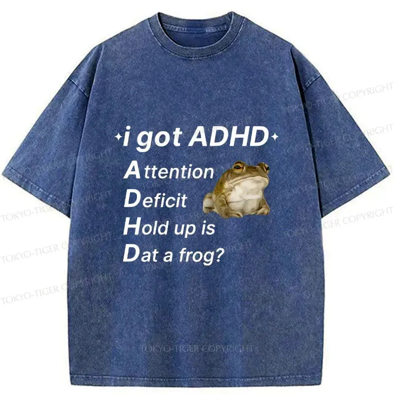 adhd frog washed t-shirt for daily wear