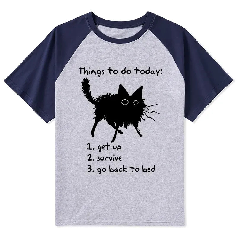Japanese Lazy Cat Meme Raglan T-shirt