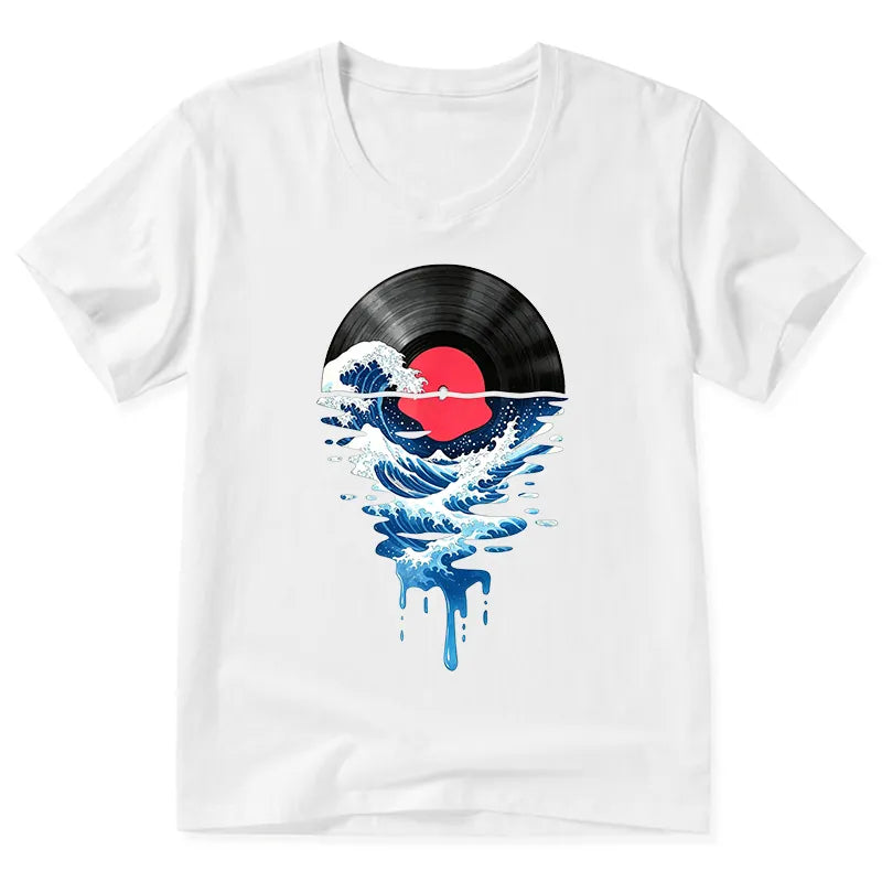 Kyoto-Lion Vinyl Records And Waves V-Neck Classic T-Shirt
