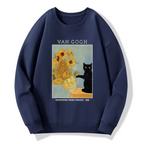 japanese black cat sunflower sweatshirt