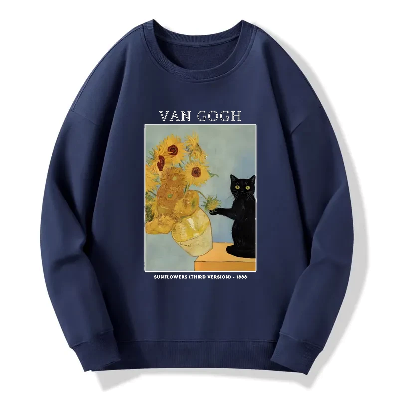 japanese black cat sunflower sweatshirt