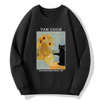 japanese black cat sunflower sweatshirt