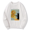 Kyoto-Lion Black Cat With Sunflowers Sweatshirt