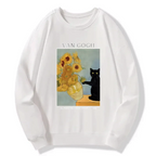 Kyoto-Lion Black Cat With Sunflowers Sweatshirt