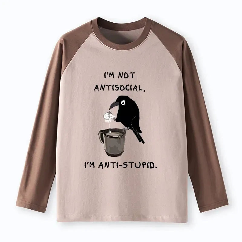 japanese cool crow coffee long sleeve tee