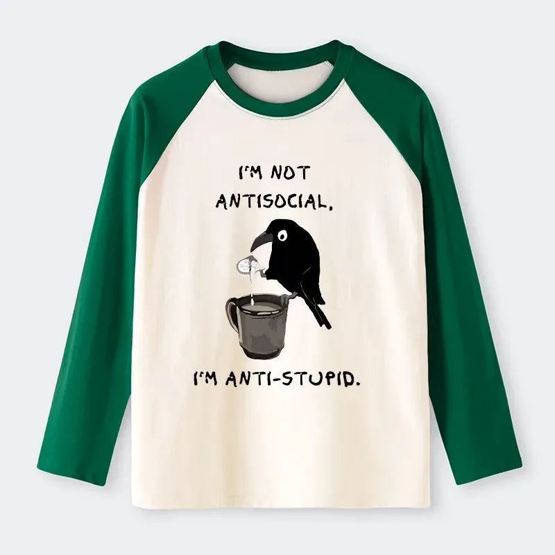 calm crow coffee unisex raglan shirt