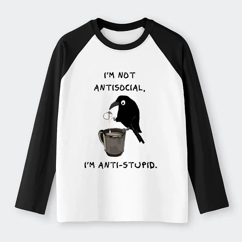 calm crow coffee unisex raglan shirt