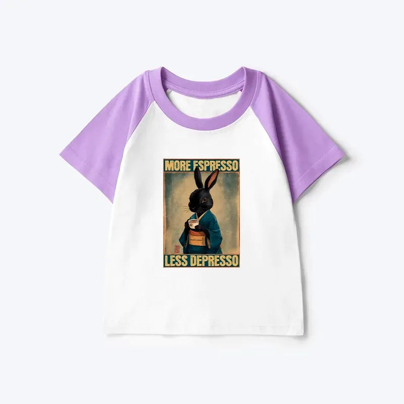 Kyoto-Lion More Espresso Less Depresso Rabbit Kids Raglan T-shirt