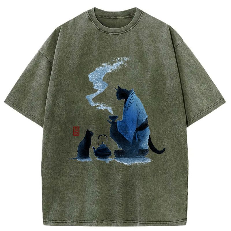 Kyoto-Lion Midnight Tea Ceremony Washed T-Shirt