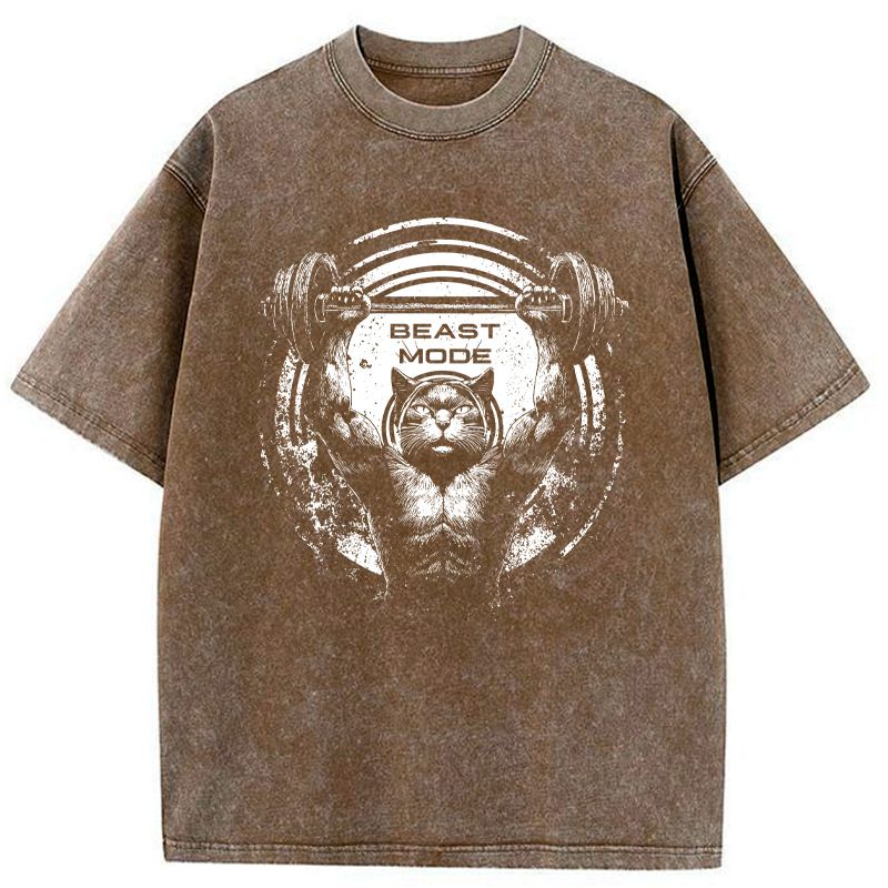 Kyoto-Lion Beast Mode Work Out Washed T-Shirt