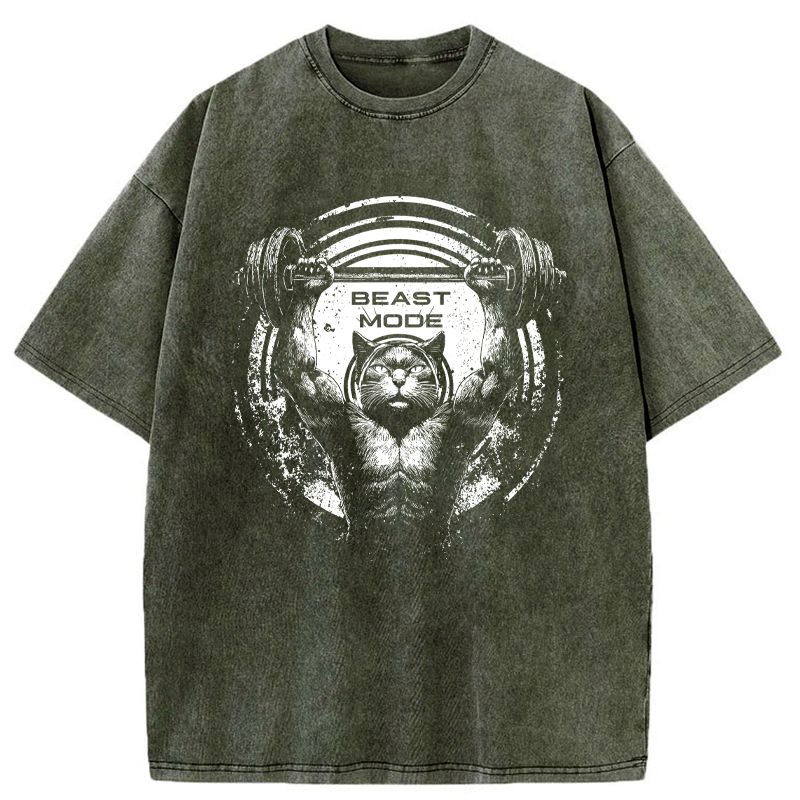 Kyoto-Lion Beast Mode Work Out Washed T-Shirt