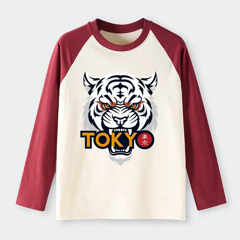 Japanese Lion Raglan Long Sleeve T-Shirt