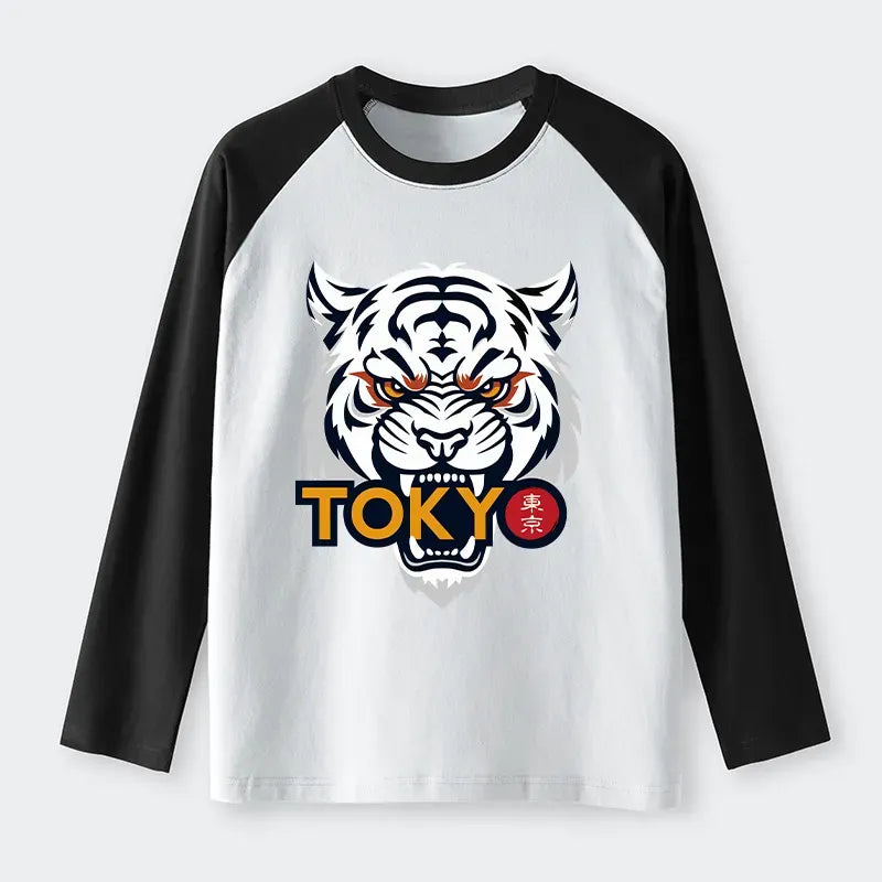 Japanese Lion Raglan Long Sleeve T-Shirt