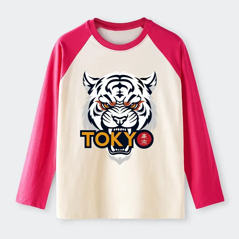 Japanese Lion Raglan Long Sleeve T-Shirt