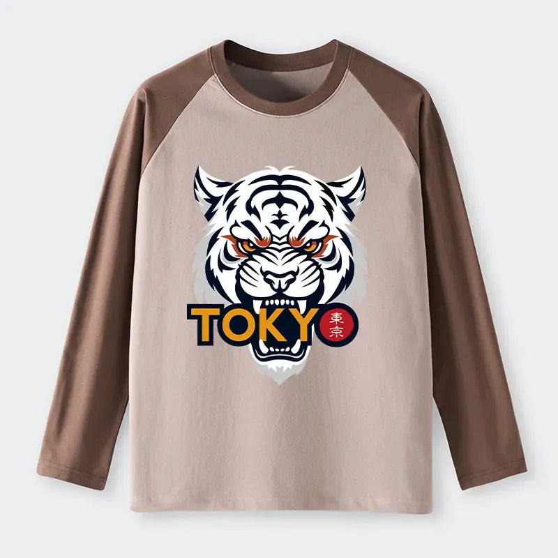 Japanese Lion Raglan Long Sleeve T-Shirt
