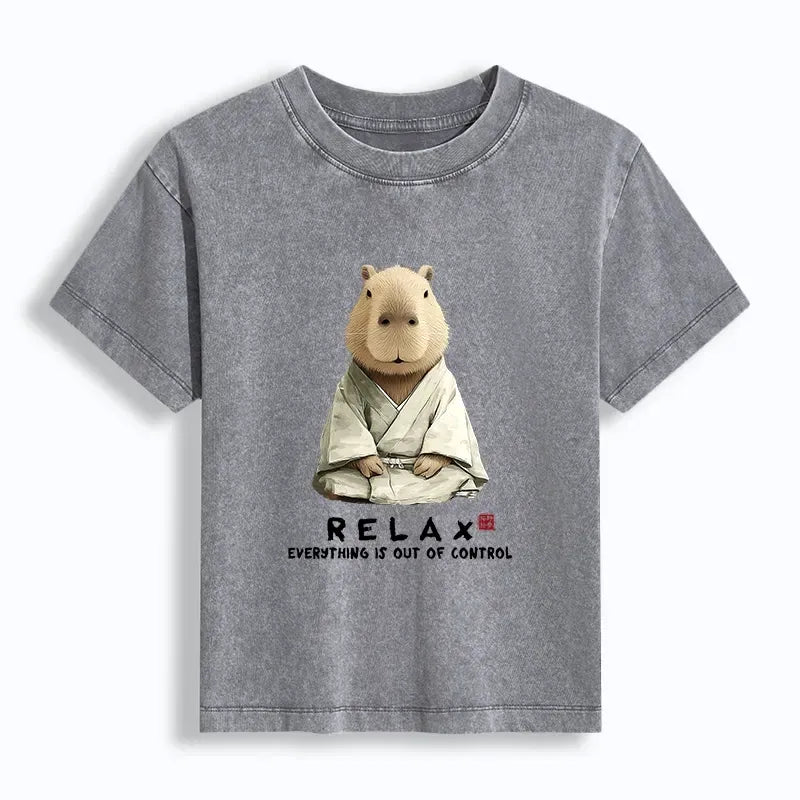 Comfortable Zen Capybara Washed Tee for Daily Wear