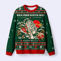 Kyoto-Lion Winter Wild Tiger Fuzzy Christmas Ugly Sweatshirt