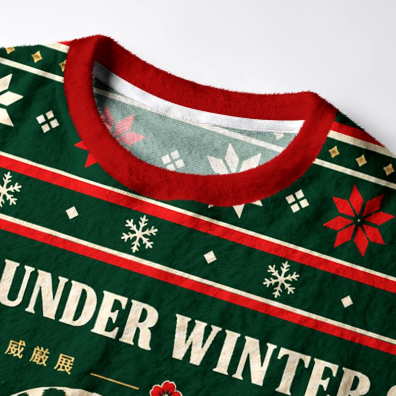 Kyoto-Lion Winter Wild Tiger Fuzzy Christmas Ugly Sweatshirt