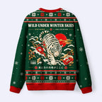Kyoto-Lion Winter Wild Tiger Fuzzy Christmas Ugly Sweatshirt