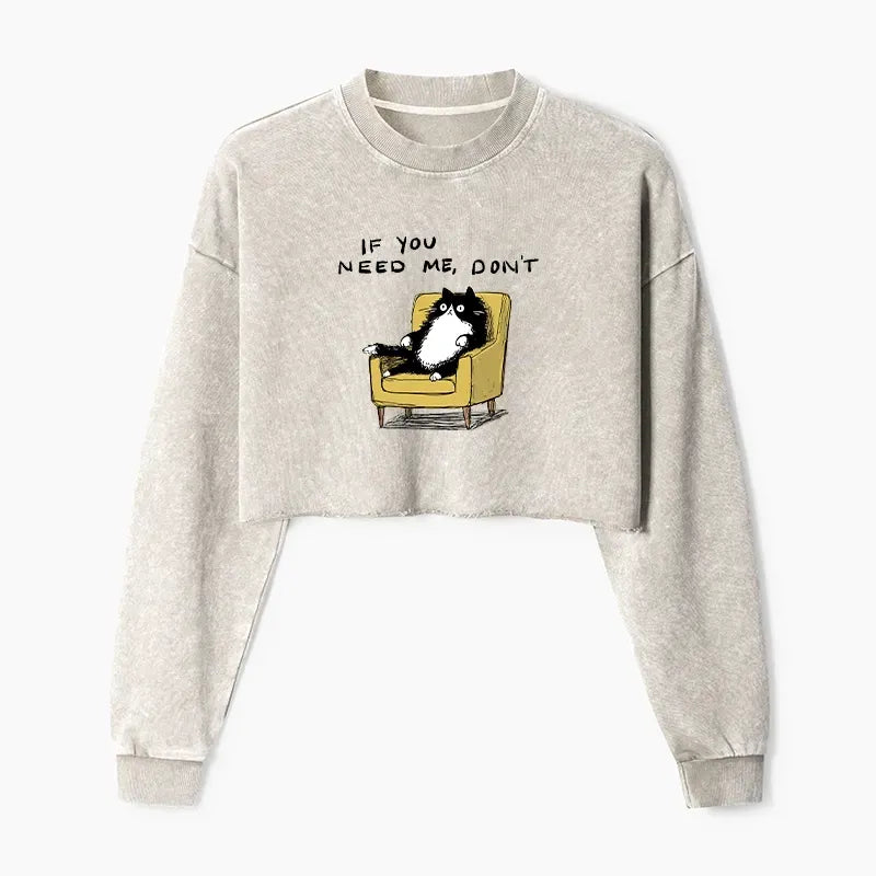 Washed crop sweatshirt for women