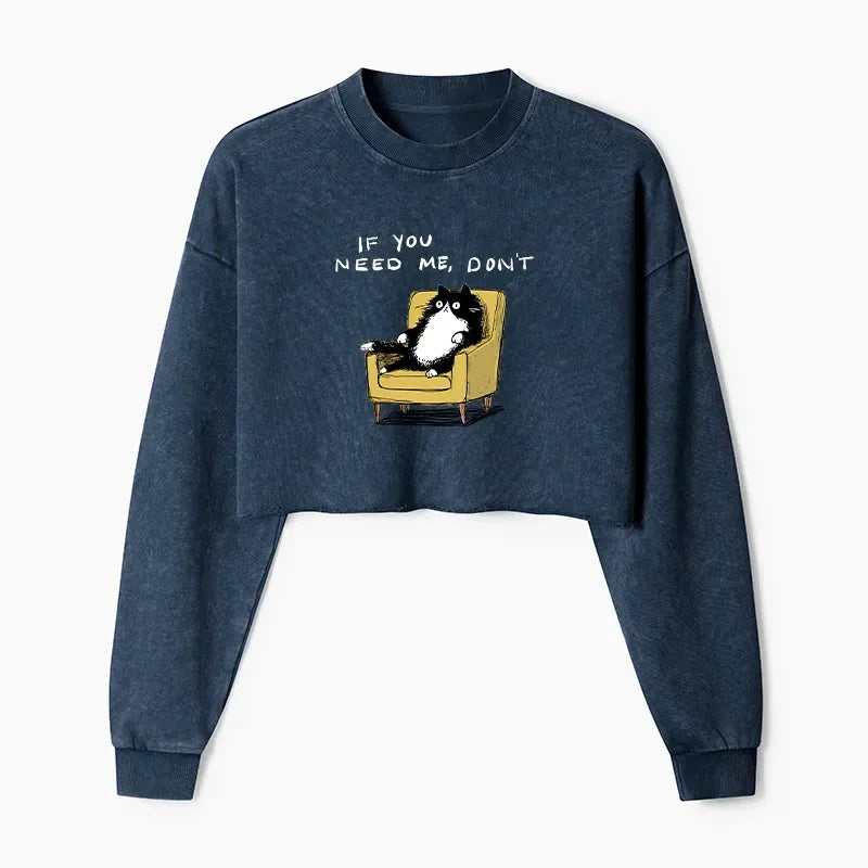 Washed crop sweatshirt for women
