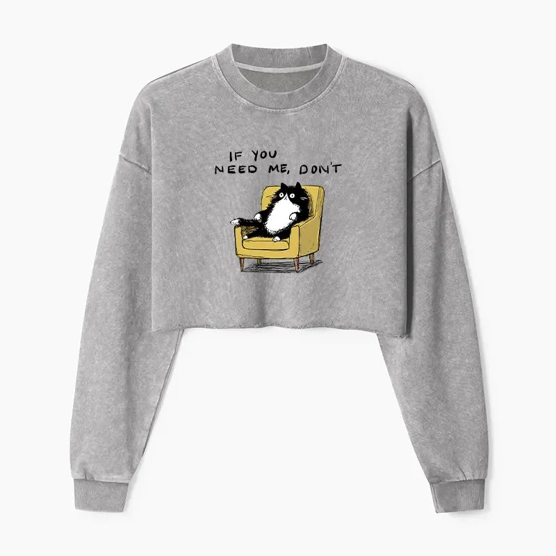 Kyoto-Lion Unavailable Cat Washed Crop Sweatshirt