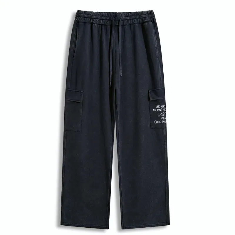 japanese washed sweatpants for daily wear