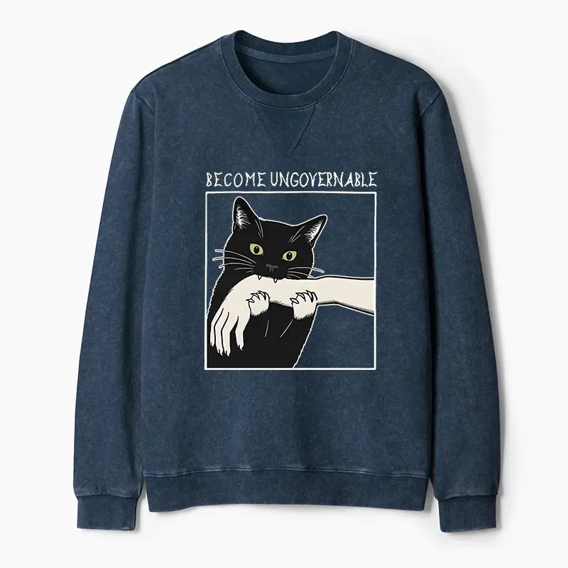 unisex black cat bite sweatshirt gift