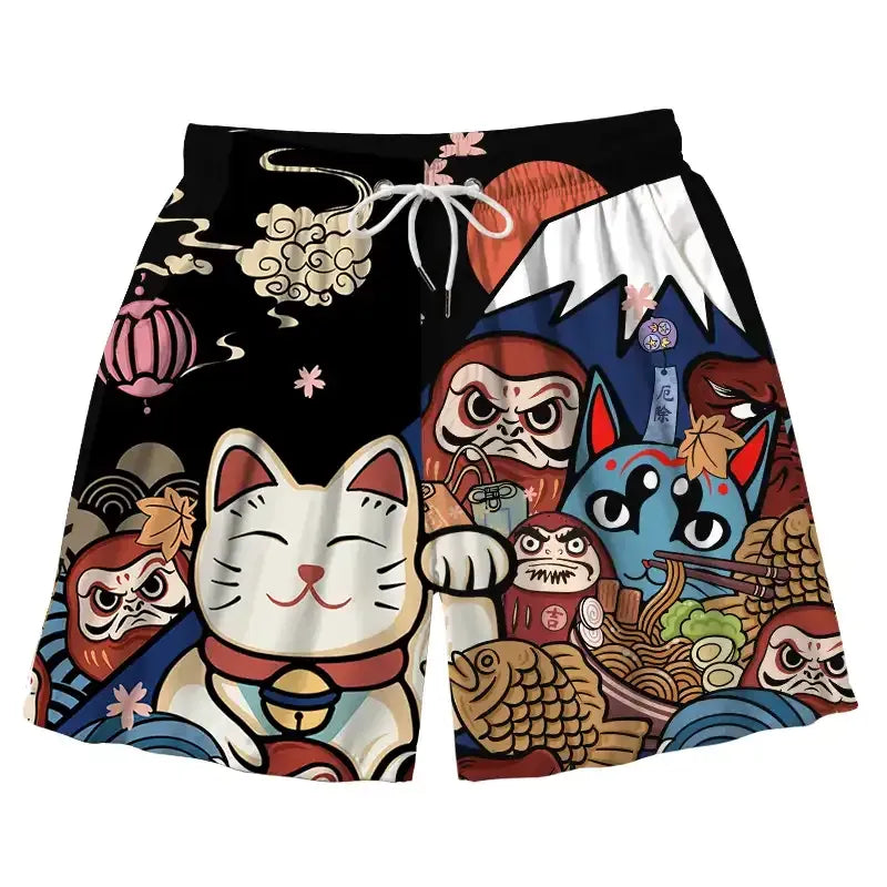 Japanese Aloha Swim Trunks for Summer