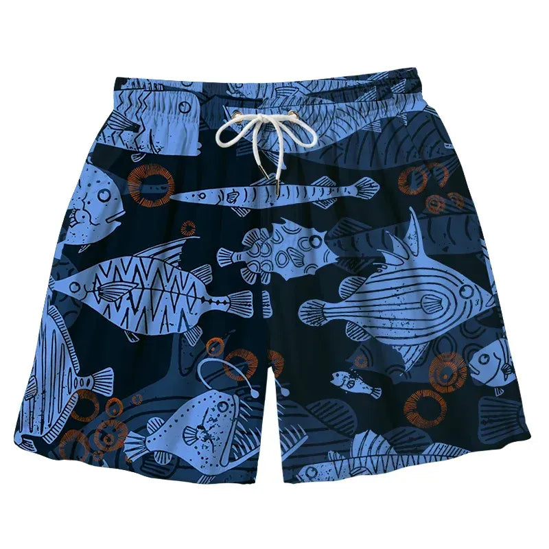 Japanese Fish Aloha Swim Trunks for Summer