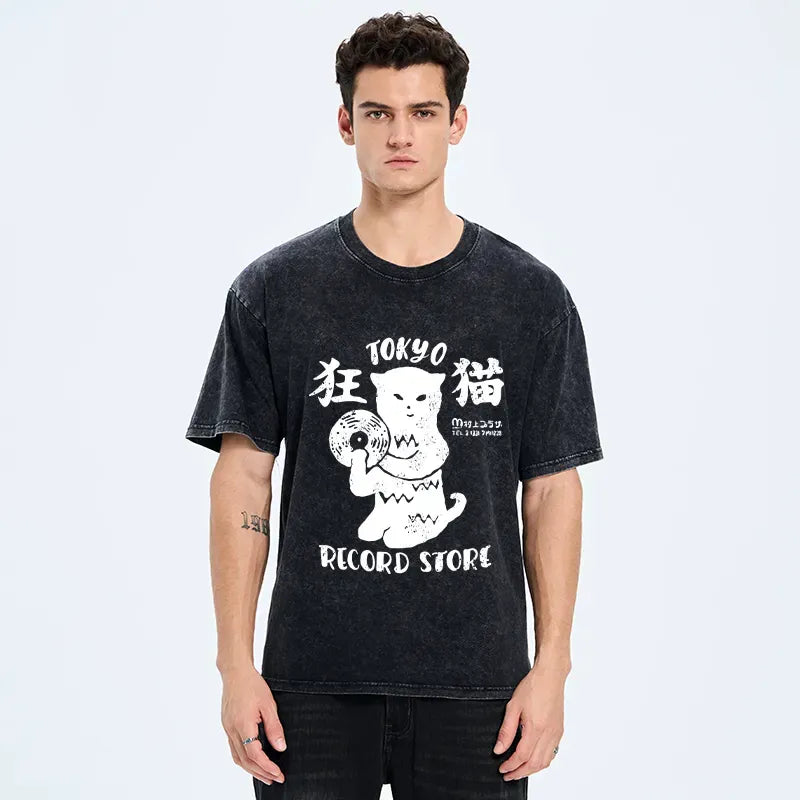Japanese Cat T-Shirt for Music Lovers