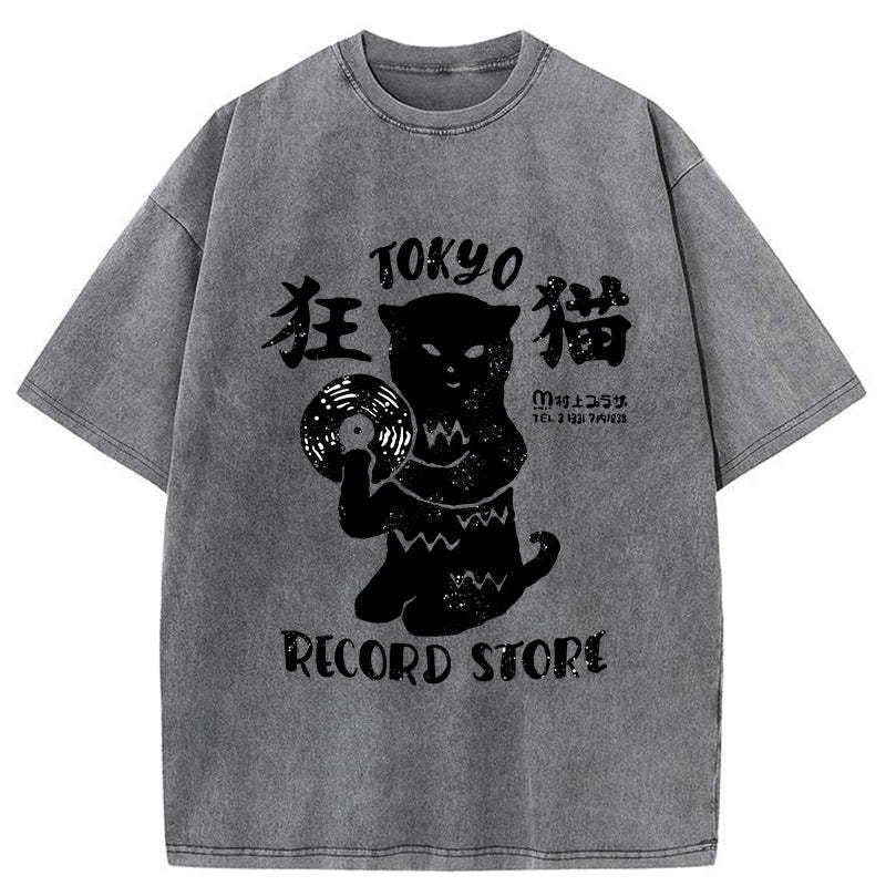 Washed Cat CD T-Shirt for Summer