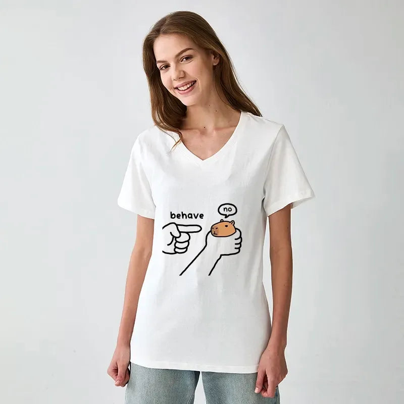 Kyoto-Lion Dishonest Capybara V-Neck Classic T-Shirt