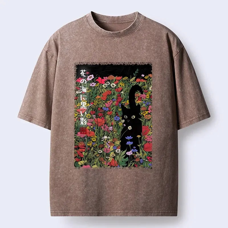 Comfortable Black Cat T-Shirt for Summer