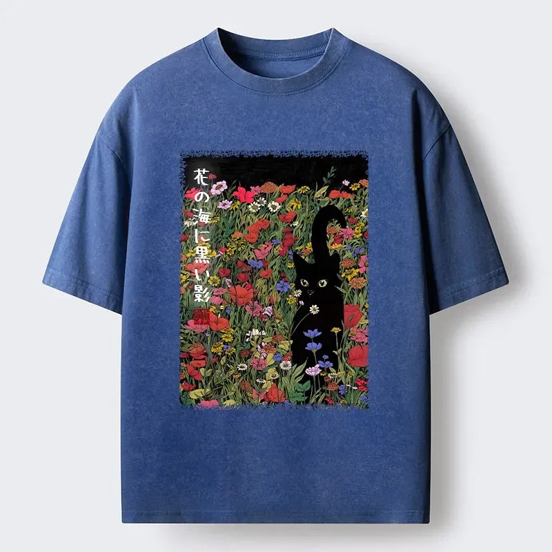 Comfortable Black Cat T-Shirt for Summer