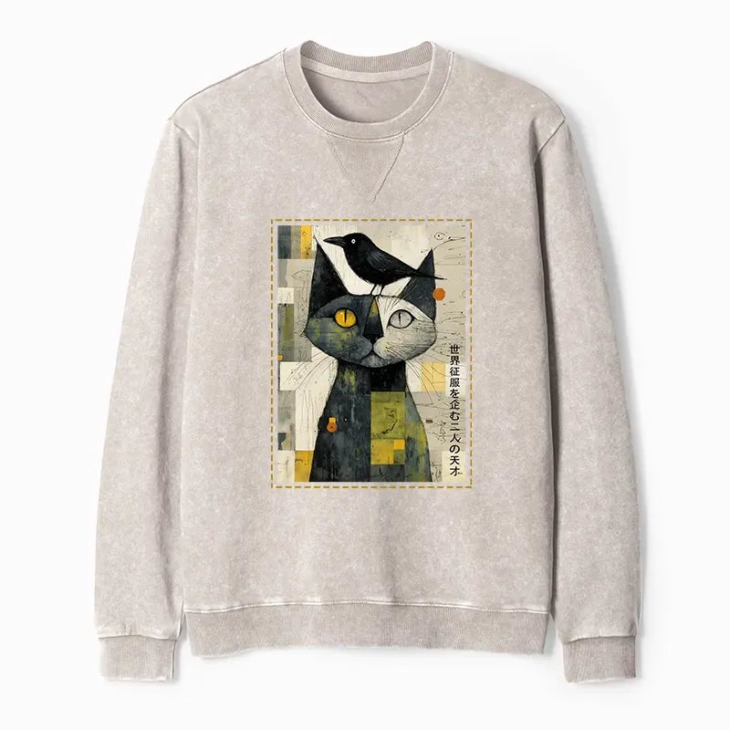 Japanese Cat Crow Sweatshirt