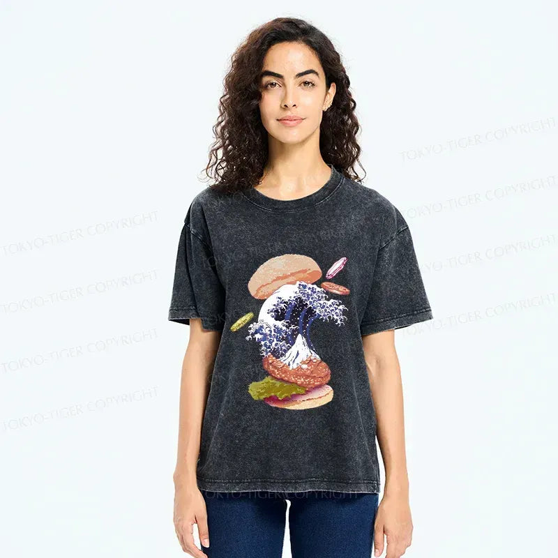 Kyoto-Lion Delicious Burgers Washed T-Shirt