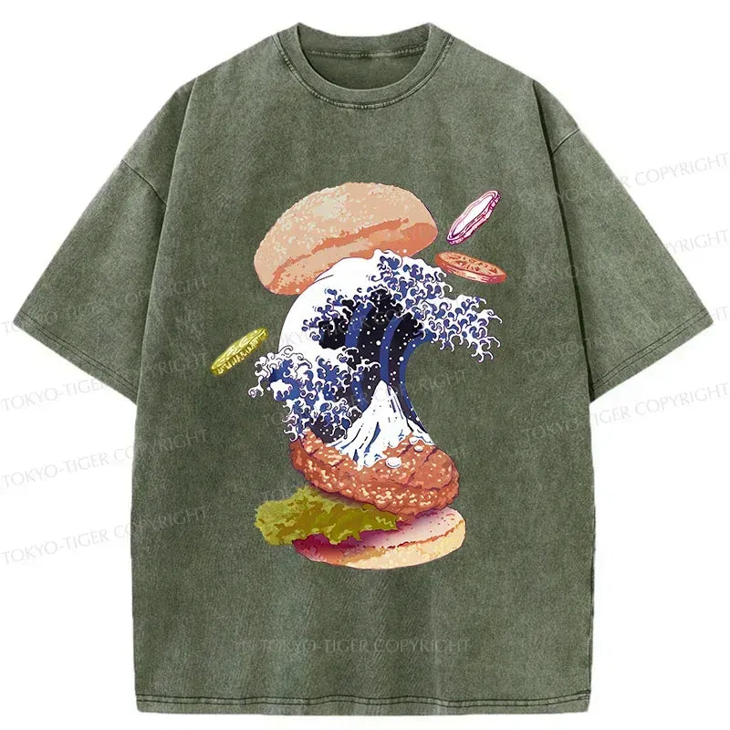 Kyoto-Lion Delicious Burgers Washed T-Shirt