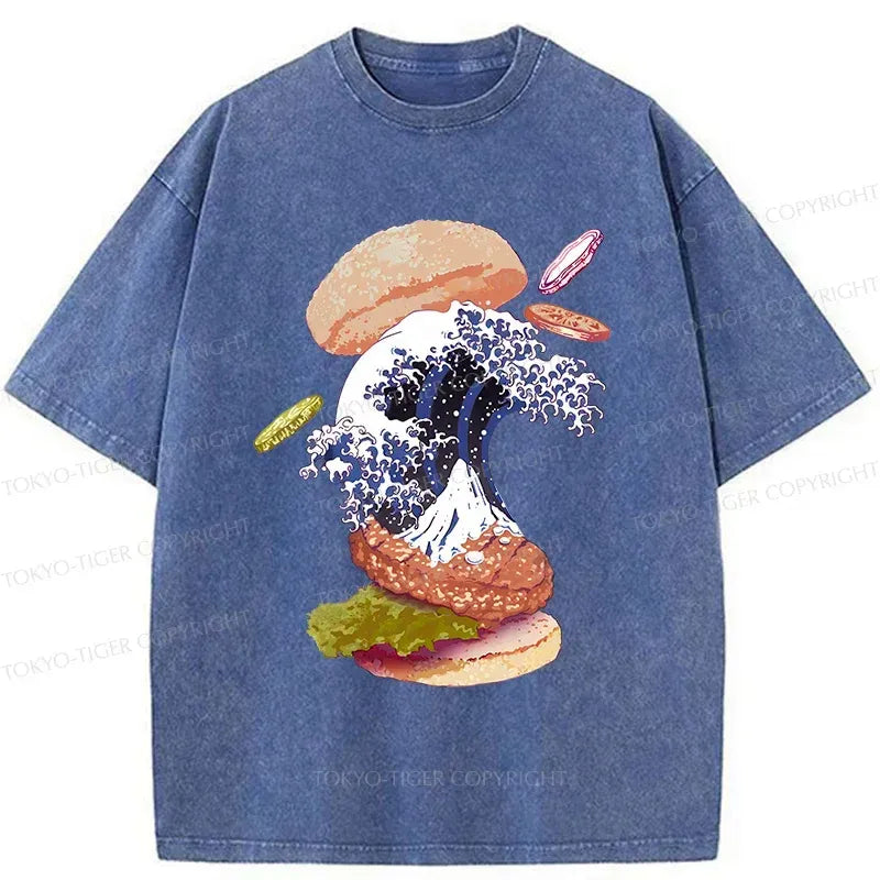 Kyoto-Lion Delicious Burgers Washed T-Shirt