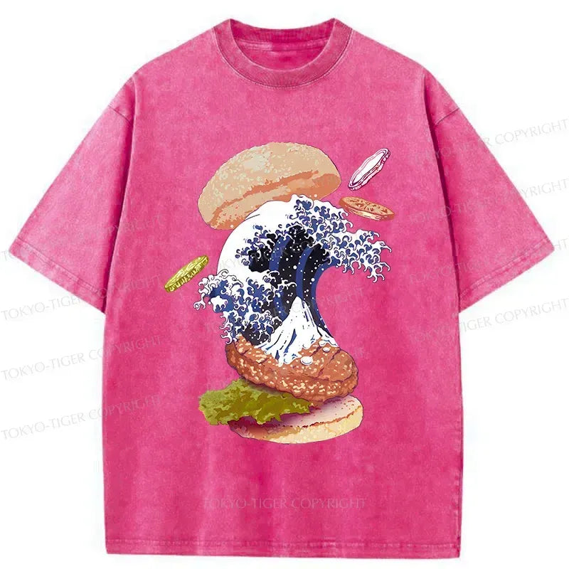 Kyoto-Lion Delicious Burgers Washed T-Shirt