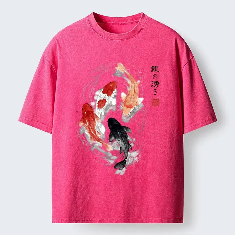 Flowing Koi Fish Ink T-Shirt for Summer