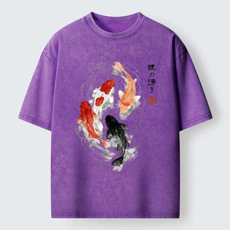 Flowing Koi Fish Ink T-Shirt for Summer