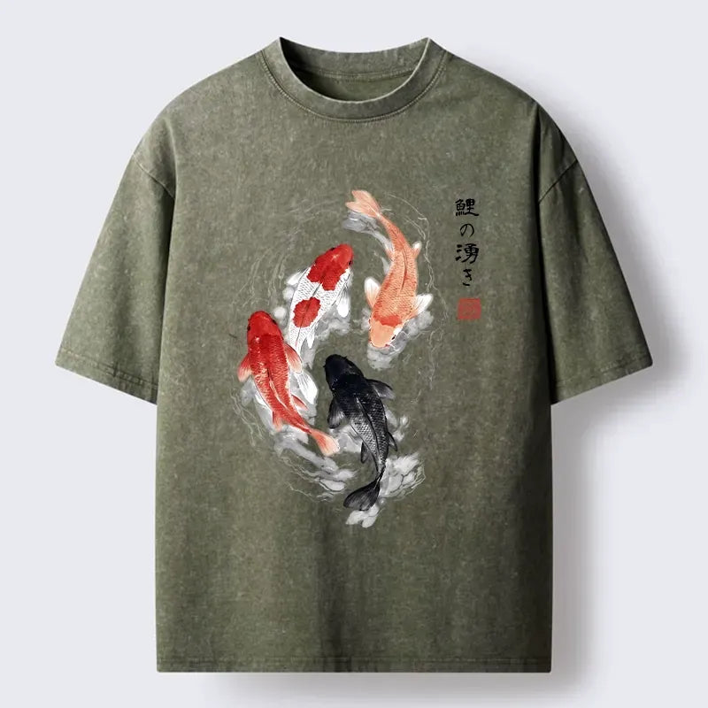 Flowing Koi Fish Ink T-Shirt for Summer