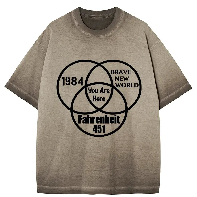 Kyoto-Lion Multidimensional Thinking And Rebellion Gradient Washed T-Shirt