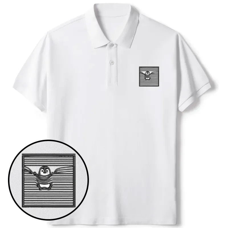 Kawaii Penguin Embroidered Polo for Daily Wear