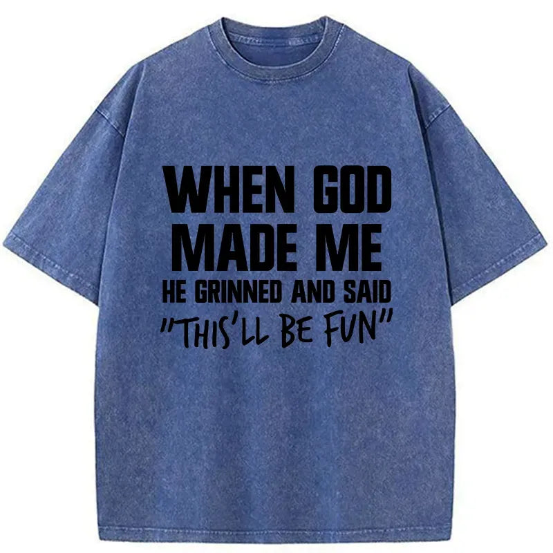 kyoto lion god made me funny washed t-shirt